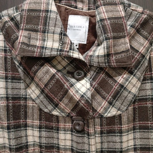 Bershka Checked Wool Cardigan like new, brown, size M