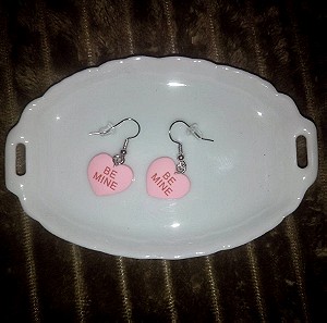 faux σκουλαρίκια ροζ καρδούλες