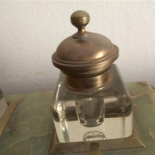 Μελανοδοχείο όνυχας μεταχειρισμένο αντίκα με μεταλλική μπορντούρα