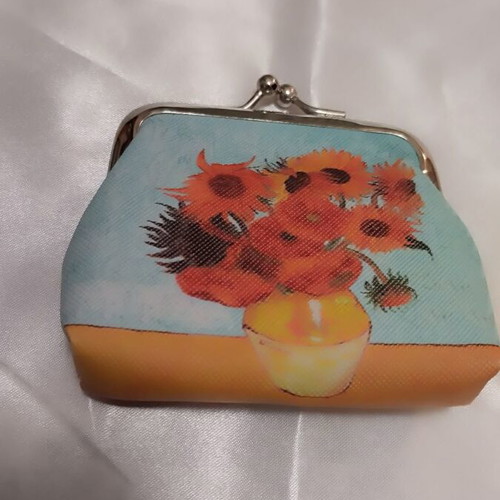 Van Gogh Sunflowers Coin Purse new, turquoise multicolor