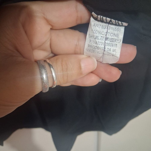 Black romantic cotton blouse with lace, one size M/L