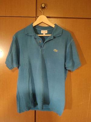 Lacoste polo shirt used, short sleeve, size Large, blue