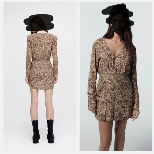 Zara mini dress XXL animal print like new, beige