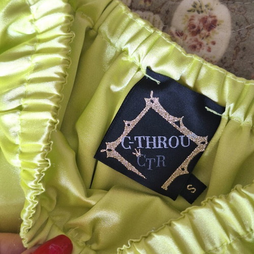 C-Throu satin strapless dress yellow lime like new, sizes S-M