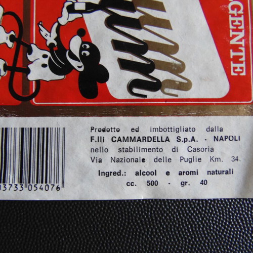 Italian rum bottle label like new, over 80 years old