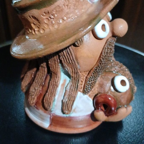 Vintage Handmade Ceramic Bell Fisherman Figurine, like new