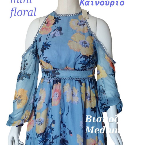 Oasis floral mini dress new, size M, turquoise multicolor