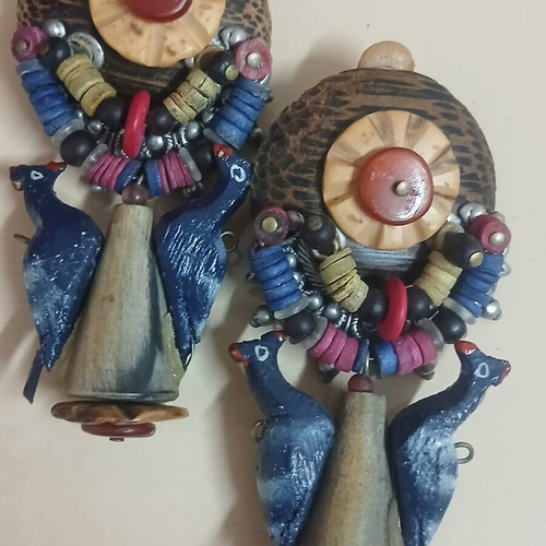 Vintage handmade earrings, ethnic boho style