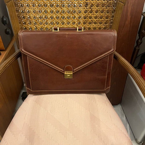 Ted Lepidus leather briefcase brown new unused