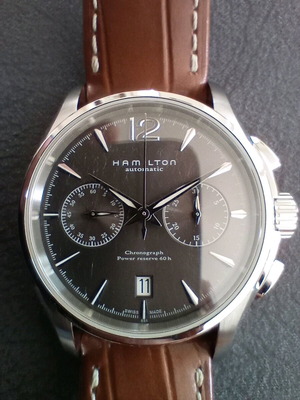 Hamilton Jazzmaster Auto Chrono 42mm like new, brown and silver