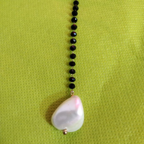 Necklace with crystals and pearl Ozze new, black and white