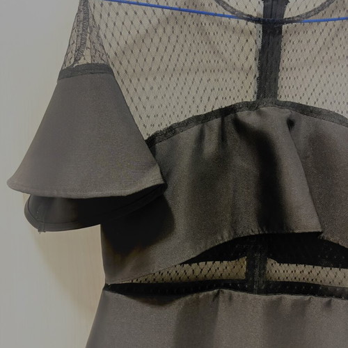 Black evening dress like new with lace and taffeta, sizes M-L