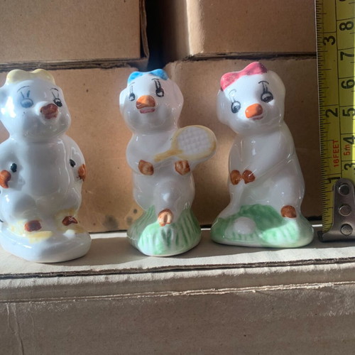 Porcelain Bear Figurines Set of 3 with Sports Theme new
