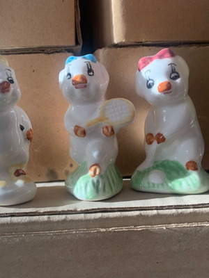 Porcelain Bear Figurines Set of 3 with Sports Theme new