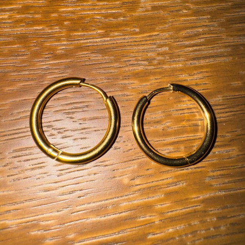 Hoop earrings new, medium size, stainless steel, gold color