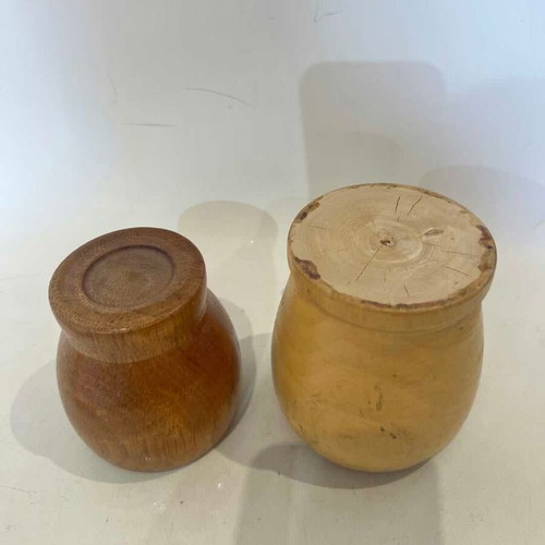 Wooden mortars set of 2 without pestle used