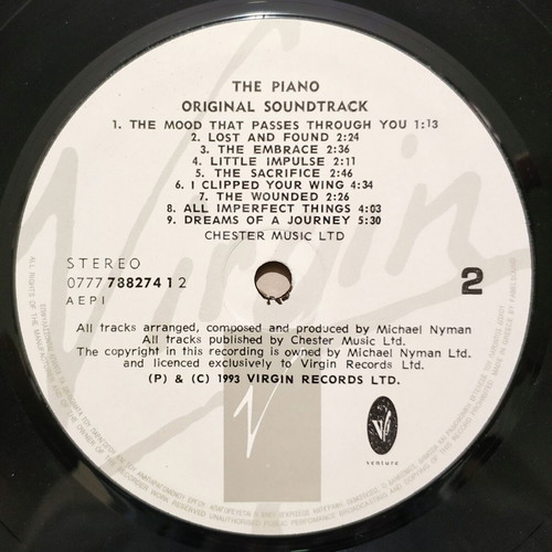 The Piano vinyl record Michael Nyman 1993 like new, classical