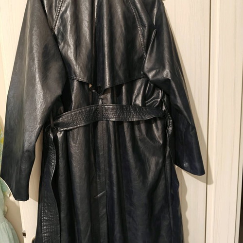Zara leather trench coat new, blue, size M