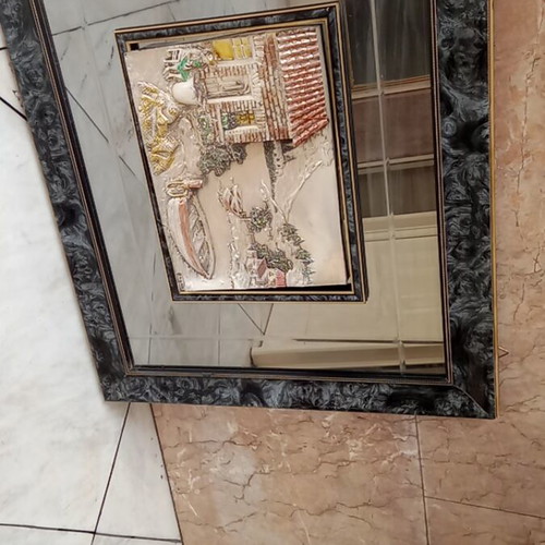 Decorative mirror with embossed image used 60x72 cm
