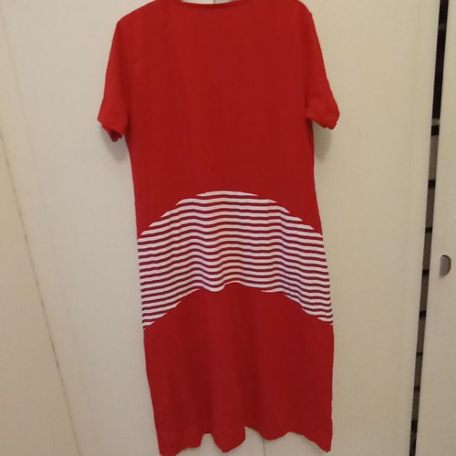 Makó dress size L like new, red and white