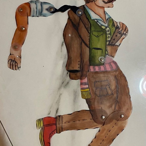 "Stavrakas" mixed carved handmade professional Karagiozis figure