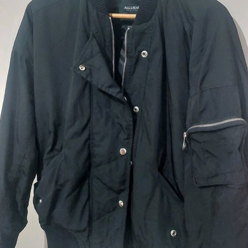 Women's bomber used, black, Pull and Bear