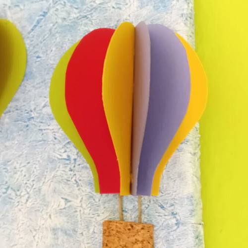 Handmade hot air balloon wall art new, mixed technique on 20x20 cm canvas