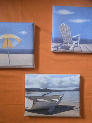 Set of 3 small paintings with sea theme like new