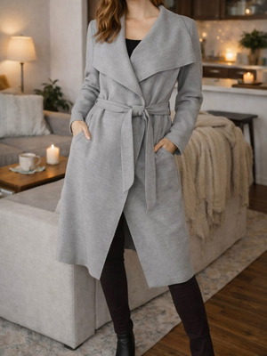Spring coat like new, gray, long, one size