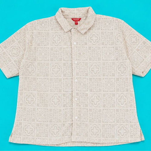 Guess short sleeve cotton shirt size S like new, beige