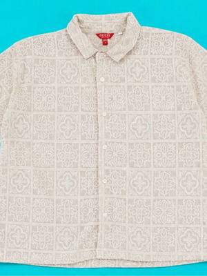 Guess short sleeve cotton shirt size S like new, beige