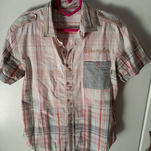 Wrangler men's short-sleeve shirt used, size Large, beige