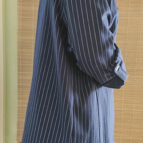 Pink Woman jacket used, dark blue with thin stripe, no buttons