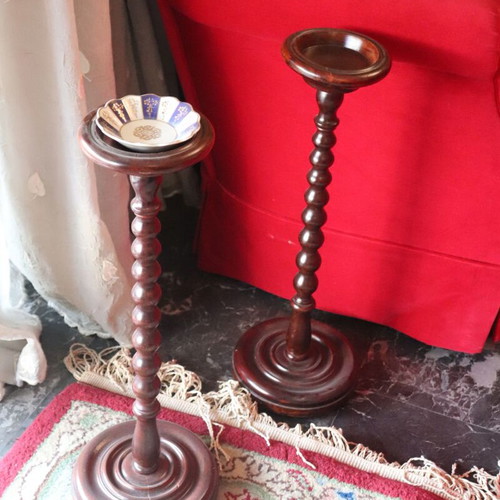 Vintage set of 2 wooden floor decoration bases like new