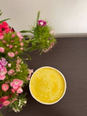 Handmade ceramic plate yellow and white new