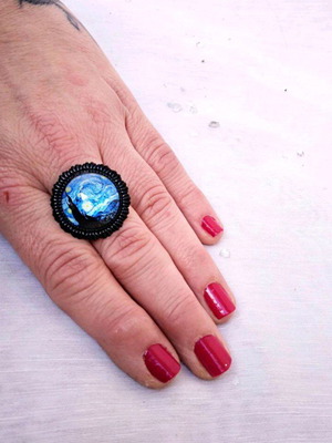 Starry Night Cabochon Ring Vincent Van Gogh new stainless steel