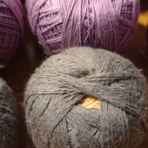 Knitting and embroidery yarns new, cotton, gray and lilac