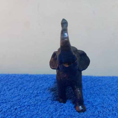 Small cast metal elephant figurine used, dark bronze finish