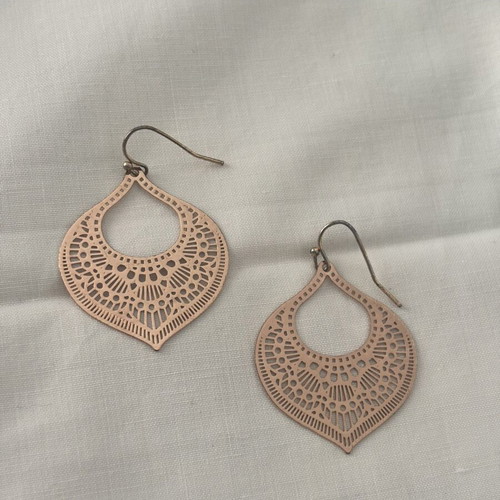 Boho rose gold drop earrings used