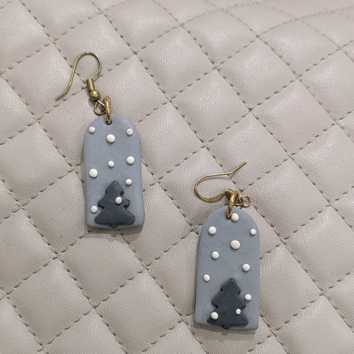 Christmas earrings like new, handmade