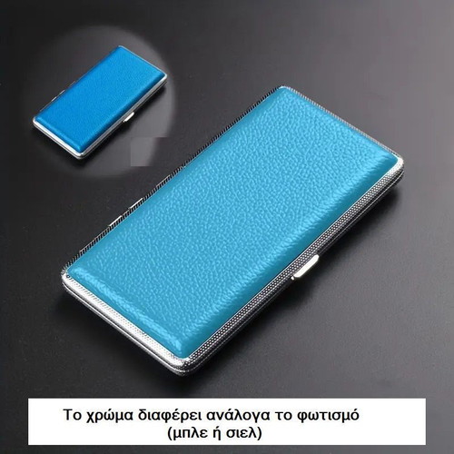 Tobacco case 20 cigarettes PU 100's slim blue new