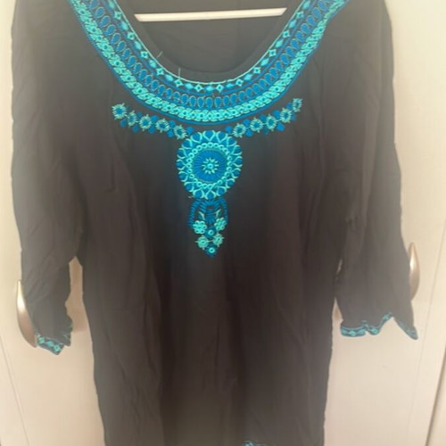 Women's blouse black with blue shades like new, sizes L and XL