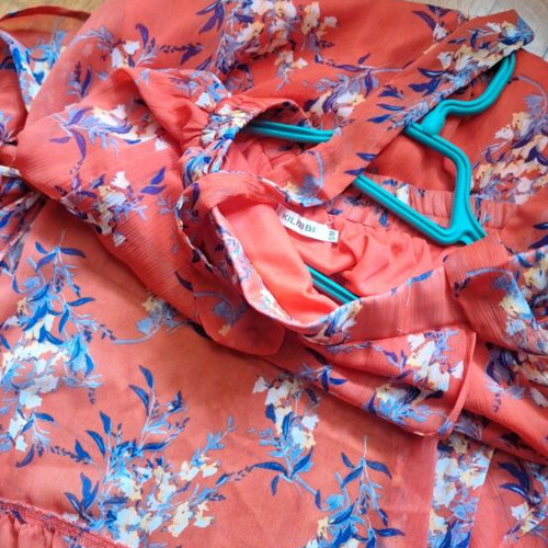 Semi-transparent wrap skirt like new, red orange, size S