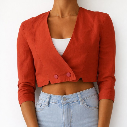 Monnalisa vintage cropped coral shirt, size S/XS
