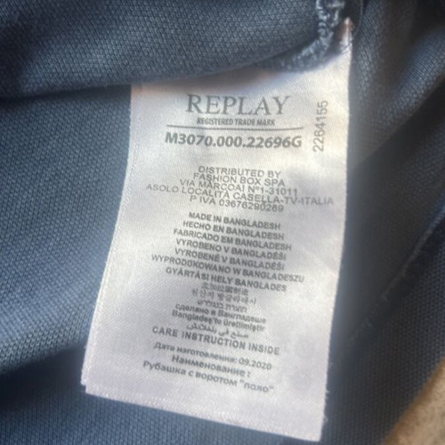 Replay men's medium blue polo-style T-shirt