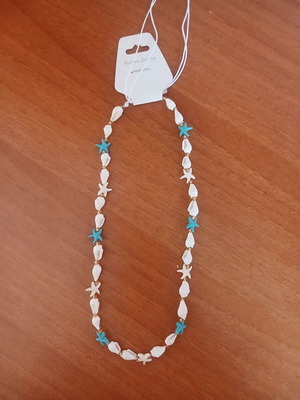 Summer necklace new, white and blue