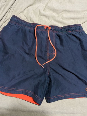 Calvin Klein men's swim shorts like new, blue with orange details, size L
