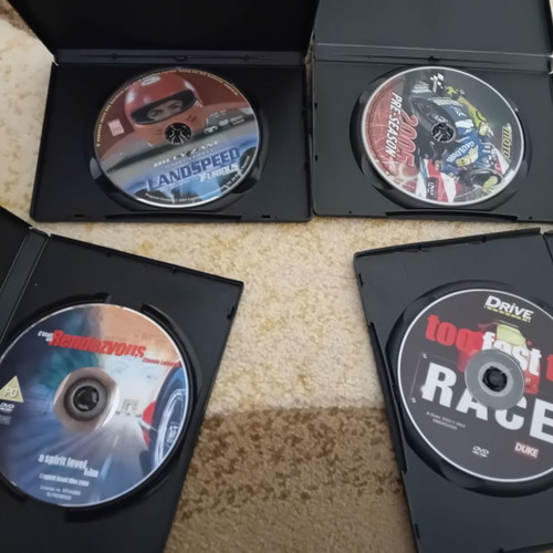 Car and Motorcycle Racing DVDs, set of 4