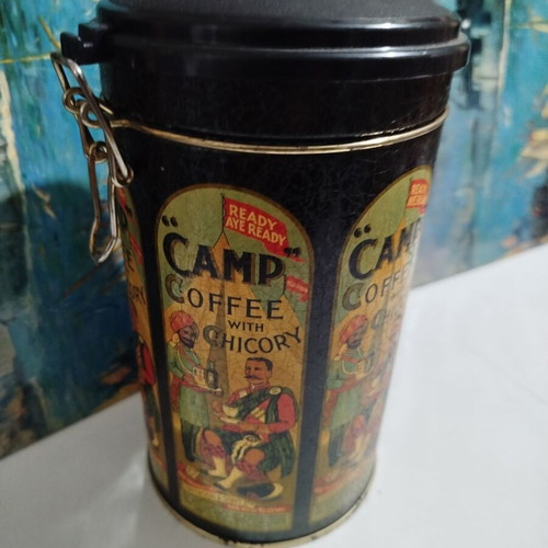 Vintage tin coffee box used, decorative