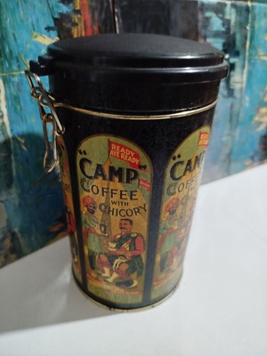 Vintage tin coffee box used, decorative